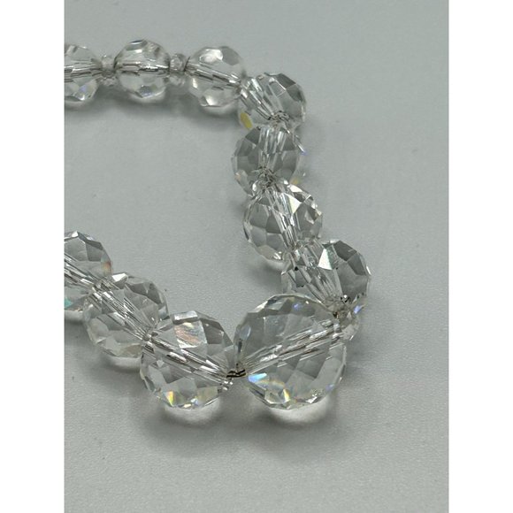Art Deco Clear Crystal Necklace Graduated Beads Strung On Sterling Silver Chain - Picture 6 of 10
